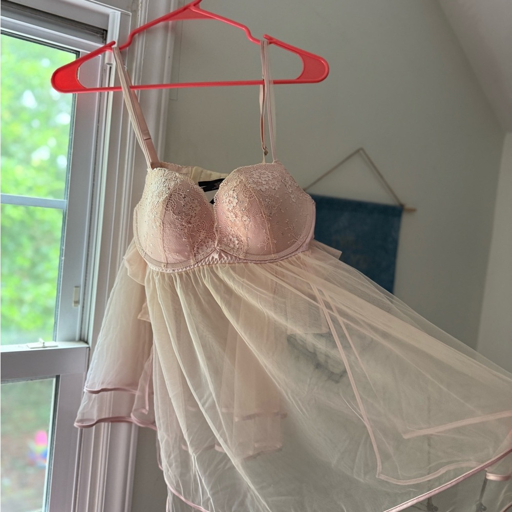 Victoria's Secret Pink Sheer Lace Chemise